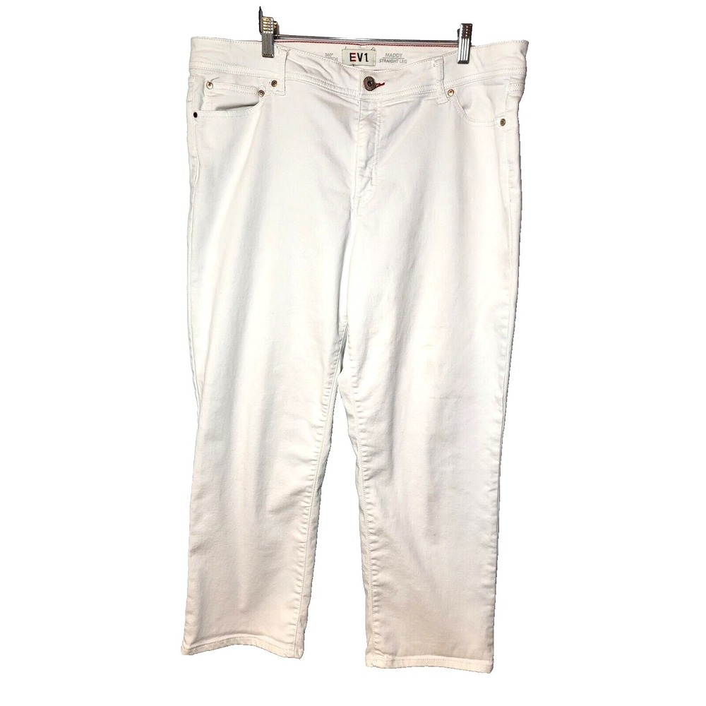 EV1 Maddy Straight Leg White 360 Stretch 5 Pocket Jean Love‎ Pocket Size 18